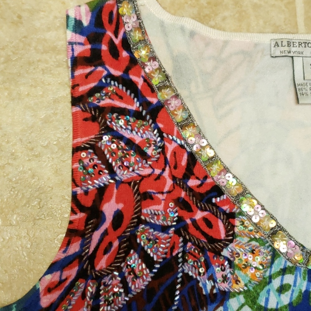 Alberto Makali Beaded Sleeveless Top Women's Size Small - Picture 5 of 7